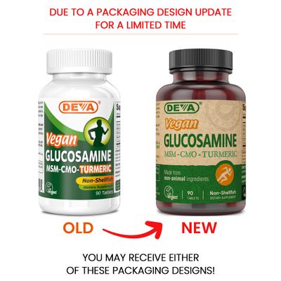 DEVA Vegan Glucosamine-MSM-CMO &amp; Turmeric Supplement - Gluten Free Plant Based Nutritional Supplement - 90 Tablets (Pack of 2)
