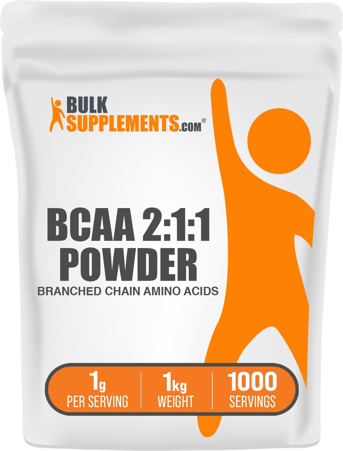 BulkSupplements.com BCAA 2:1:1 Powder - Branched Chain Amino Acids, BCAA Supplement, BCAAs Amino Acids Powder - Unflavored &amp; Gluten Free, 1000mg per Serving, 1kg (2.2 lbs) (Pack of 1)