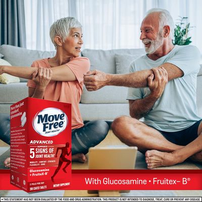 Move Free Advanced Glucosamine Chondroitin + Calcium Fructoborate Joint Support Supplement, Supports Mobility Comfort Strength Flexibility &amp; Bone - 200 Tablets (100 servings)*