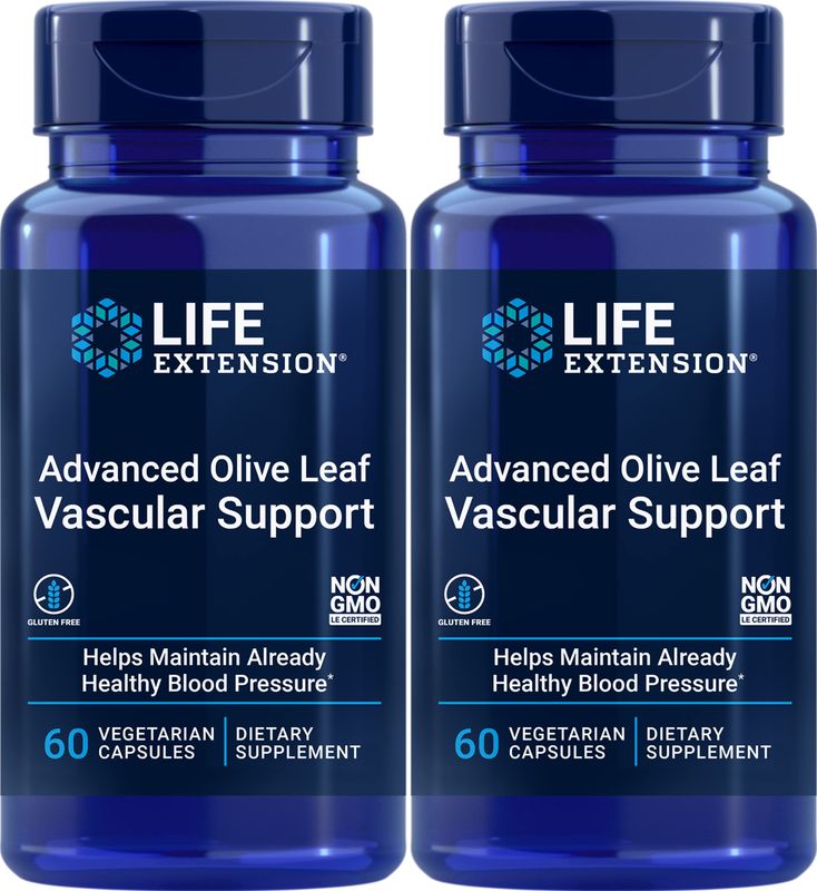 Life Extension Advanced Olive Leaf Vascular Support, 60 Vegetarian Capsules (Pack of 2)