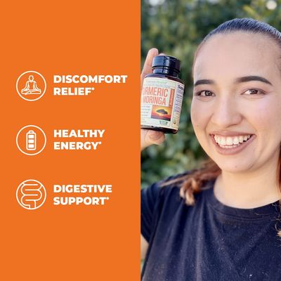 Turmeric Curcumin &amp; Moringa Leaves Extract with Black Pepper. Joint Support Supplement with Tumeric (95% Curcuminoids), Bioperine &amp; Moringa Oleifera Leaf for Joints, Digestion &amp; Energy. 60 Capsules