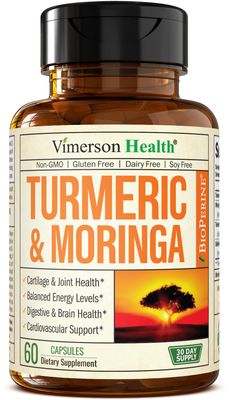 Turmeric Curcumin &amp; Moringa Leaves Extract with Black Pepper. Joint Support Supplement with Tumeric (95% Curcuminoids), Bioperine &amp; Moringa Oleifera Leaf for Joints, Digestion &amp; Energy. 60 Capsules
