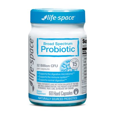 Life-Space Premium Broad Spectrum Probiotics, 32 Billion CFU &amp; 15 Diverse Strains, Formulated for Daily Digestive Health &amp; Immune Health, Probiotics for Women &amp; Men - 60 Veg Capsules