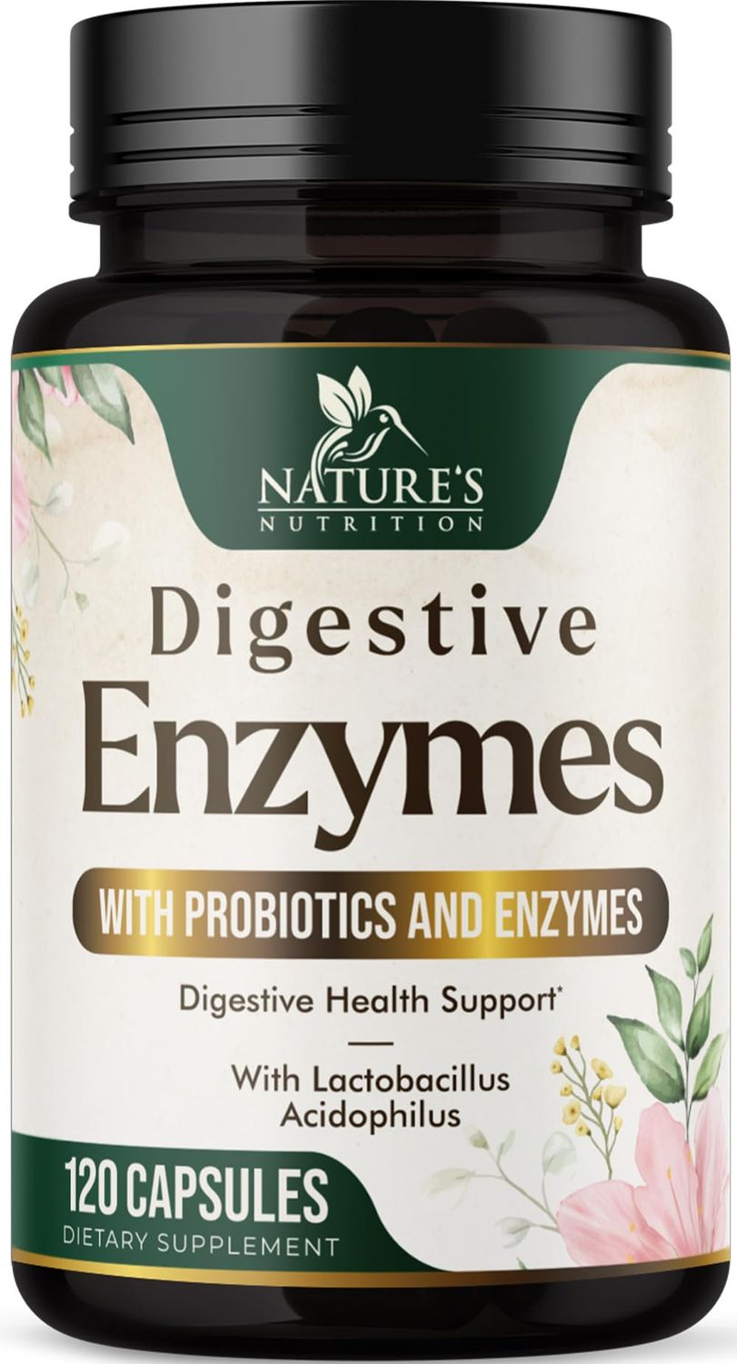 Digestive Enzymes with Probiotics - Probiotic Multi Enzymes with Probiotics and Prebiotics for Digestive Health and Bloating Relief for Women and Men, Daily Enzymes for Gut &amp; Digestion - 120 Capsules