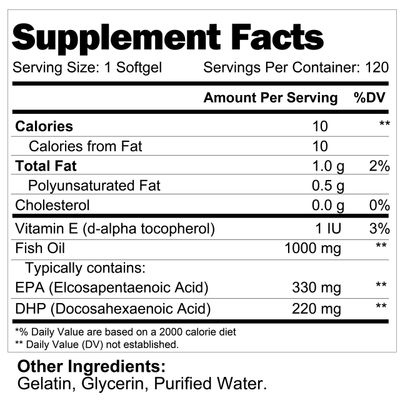 Omega 3 Fish Oil Pills 120 Softgels Capsule | Essential Fatty Acids 1000mg Supplement | High DHA EPA | Immune Support Formula | Natural Nordic Algae Ultra Omega3 Women &amp; Men