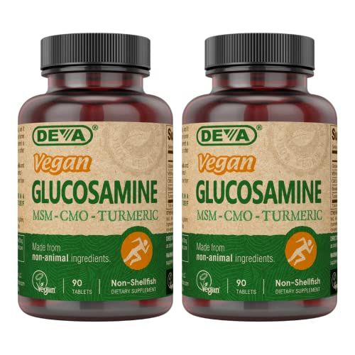 DEVA Vegan Glucosamine-MSM-CMO &amp; Turmeric Supplement - Gluten Free Plant Based Nutritional Supplement - 90 Tablets (Pack of 2)