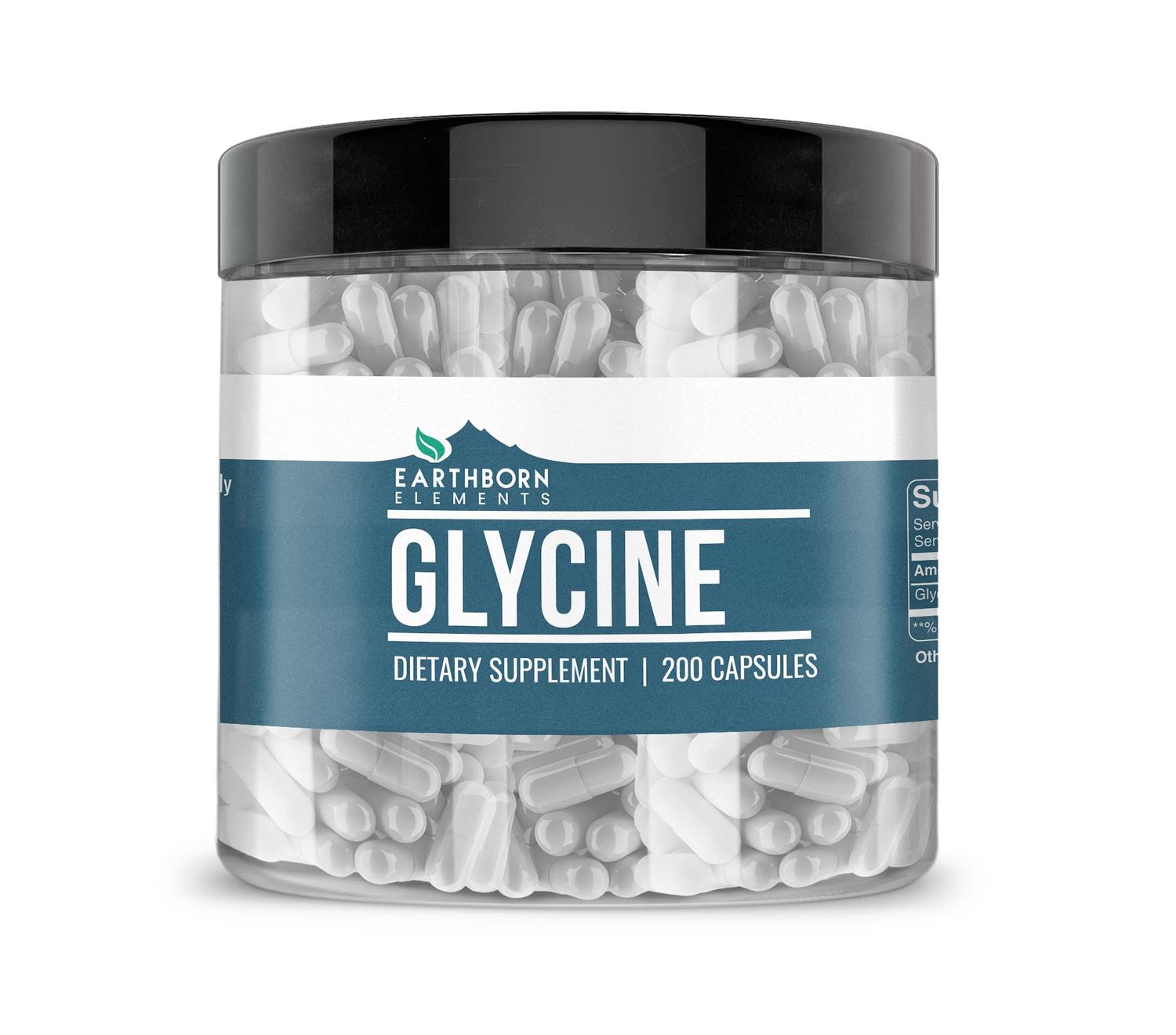 Earthborn Elements Glycine 200 Capsules, Pure &amp; Undiluted, No Additives
