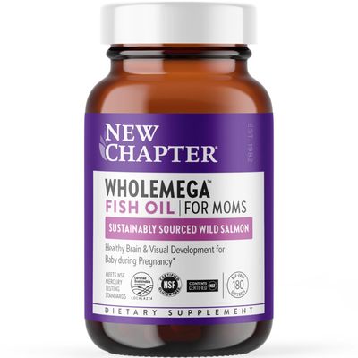 New Chapter Wholemega for Moms Fish Oil Supplement - Prenatal DHA with Omega-3 + Vitamin D3 for Prenatal &amp; Postnatal Support - 180 ct, 500mg Softgels