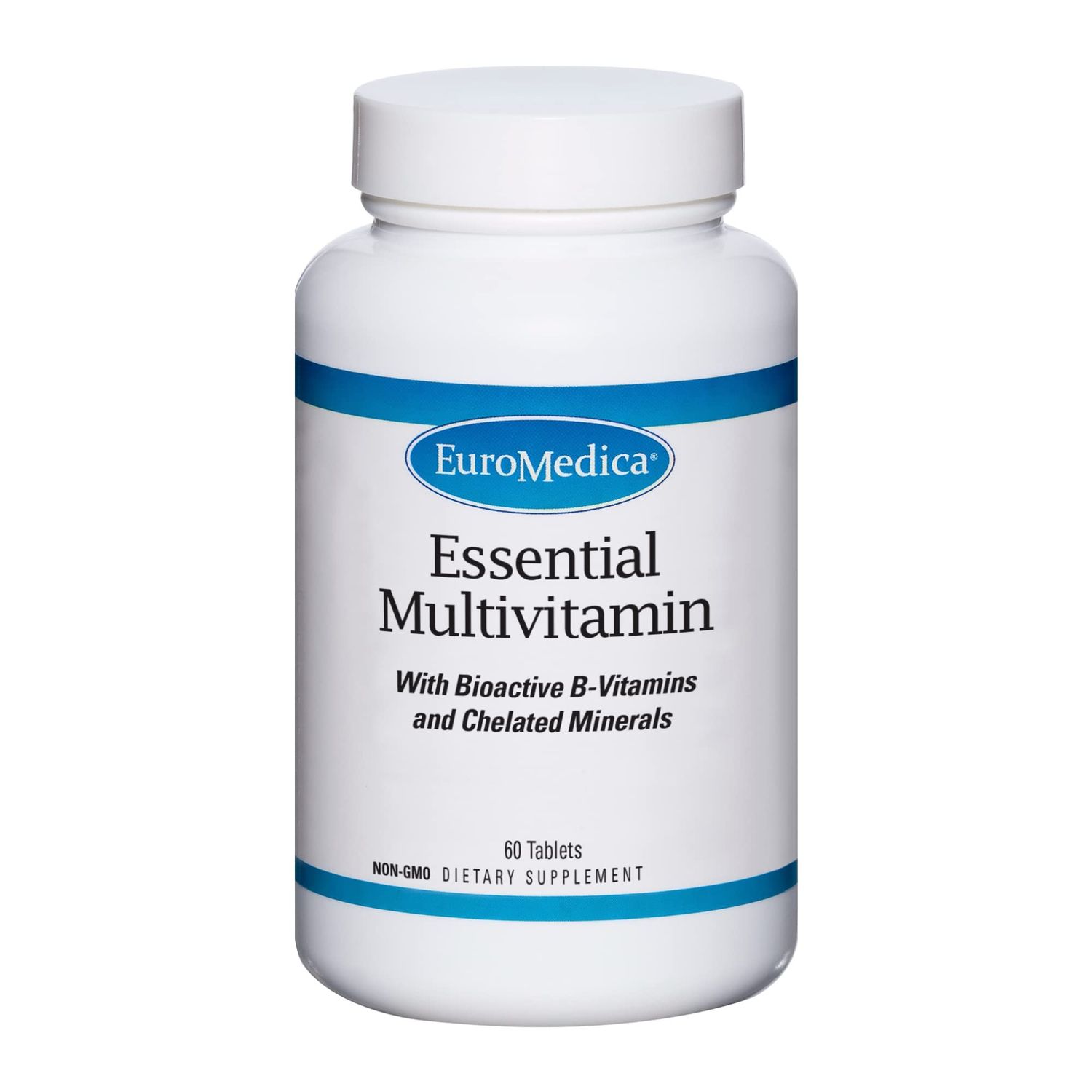 Euromedica Essential Multivitamin - Dietary Supplement to Aid Bone, Cardiovascular &amp; Immune Health - Supplement with Chelated Minerals - Supplement with B-Vitamins &amp; Vitamin C - 60 Tablets