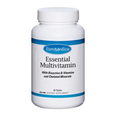 Euromedica Essential Multivitamin - Dietary Supplement to Aid Bone, Cardiovascular &amp; Immune Health - Supplement with Chelated Minerals - Supplement with B-Vitamins &amp; Vitamin C - 60 Tablets