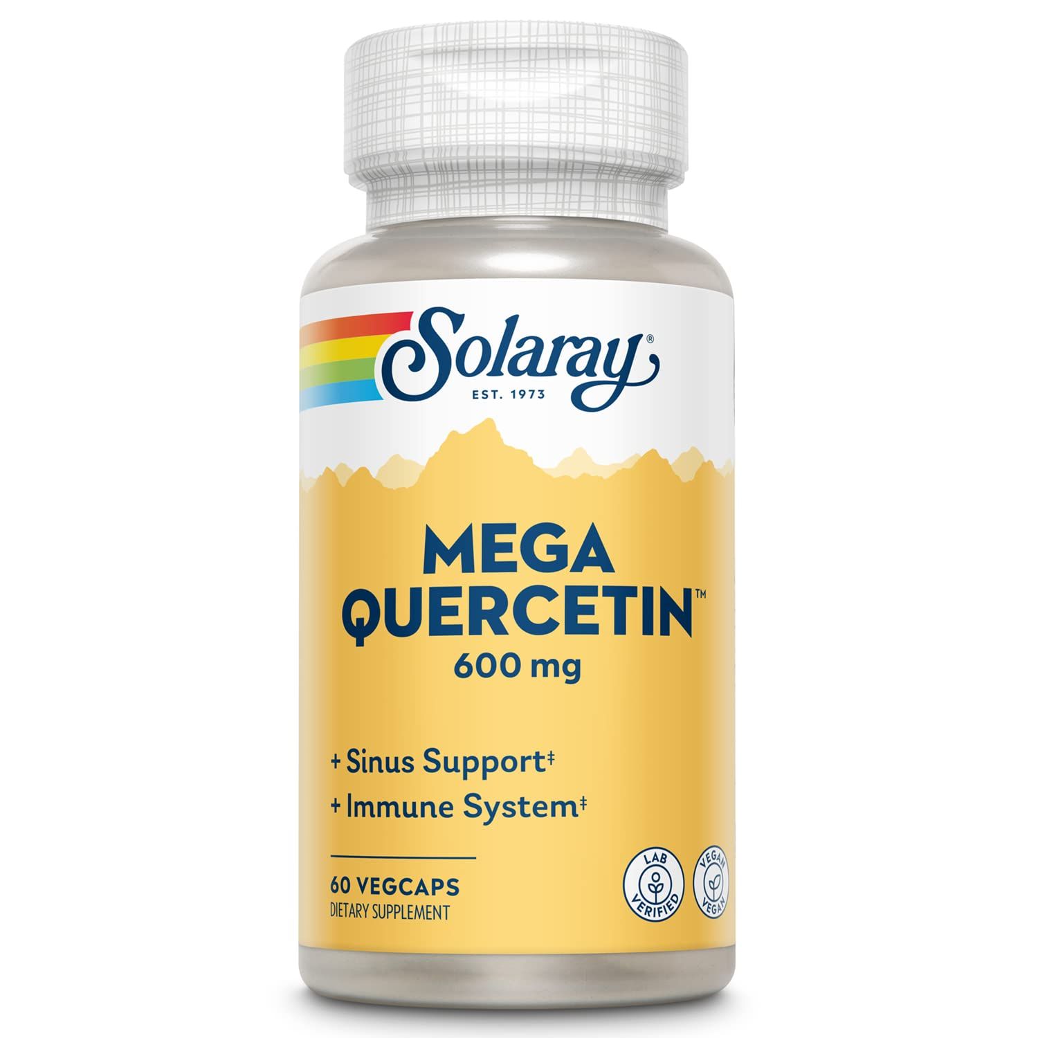 SOLARAY Mega Quercetin Healthy Cells, Heart, Circulatory &amp; Respiratory System Support Bioflavonoids &amp; AMPK Activator Non-GMO, Vegan 60 VegCaps