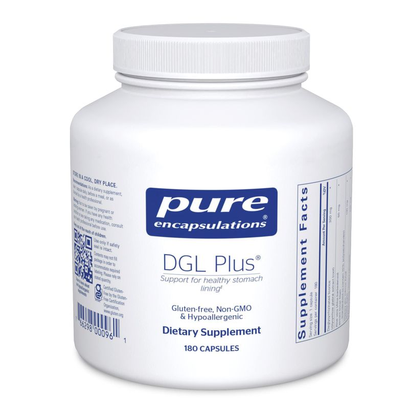 Pure Encapsulations DGL Plus - Gut Health Supplements for Men &amp; Women - with Marshmallow Root, Aloe Vera Extract &amp; Slippery Elm Bark - Non-GMO &amp; Vegan - 180 Capsules