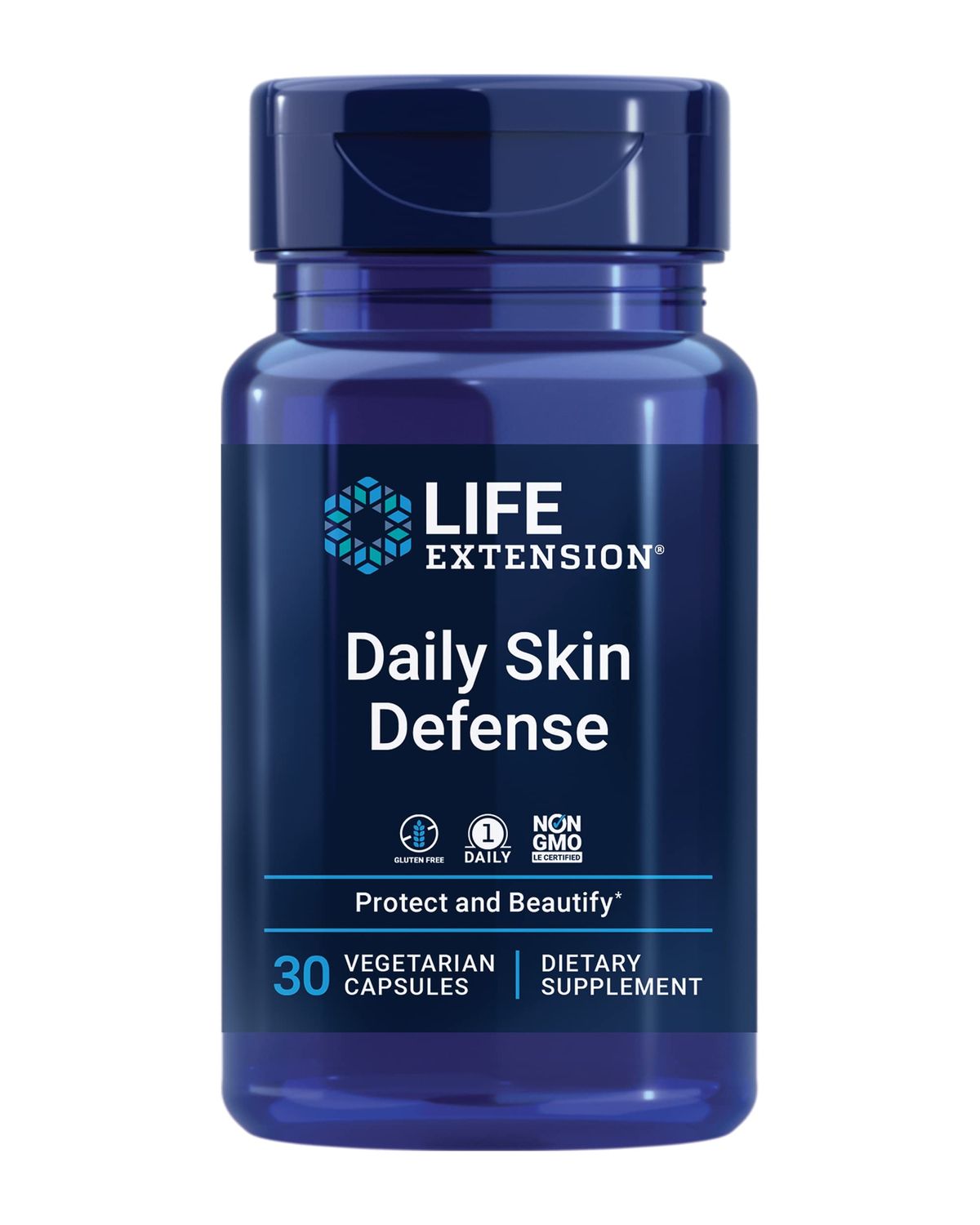 Life Extension Daily Skin Defense, Vitamin C, ceramides, Rosemary, Lemon Verbena, Helps Fight oxidative Stress &amp; The Appearance of Wrinkles, Gluten-Free, Once-Daily, Non-GMO, Vegetarian, 30 Capsules
