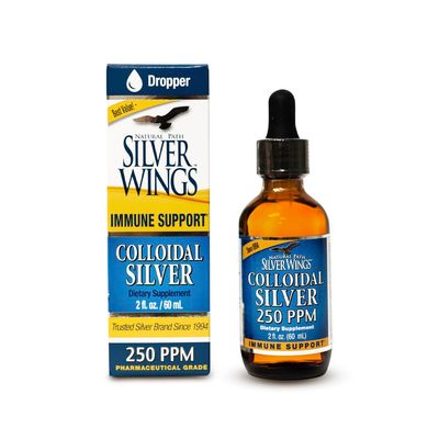 Natural Path Silver Wings Colloidal Silver Liquid - Enhanced Immune Support Supplement - 250ppm (1250mcg) - 2oz Dropper