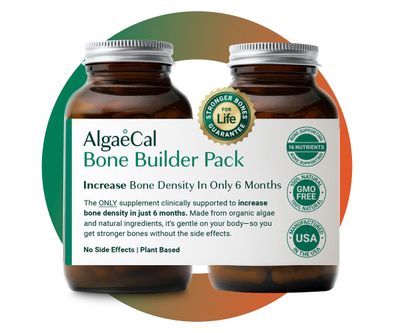 AlgaeCal - Bone Builder Pack for Bone Density Increase, Clinically Supported Plant Based Calcium Supplement &amp; Strontium, Vitamins K2 (100mg), D3 (1600 IU), Magnesium &amp; 16 nutrients for Bone Health