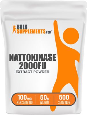 BulkSupplements.com Nattokinase 2000 FU Powder - Sourced from Natto Extract, Nattokinase Supplement - 100mg of Natto Powder per Serving, 50g (1.8 oz) (Pack of 1)