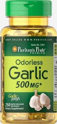 Puritan&#39;s Pride Odorless Garlic 500 Mg, 250 Softgels by Puritan&#39;s Pride, 250 Count (5493)