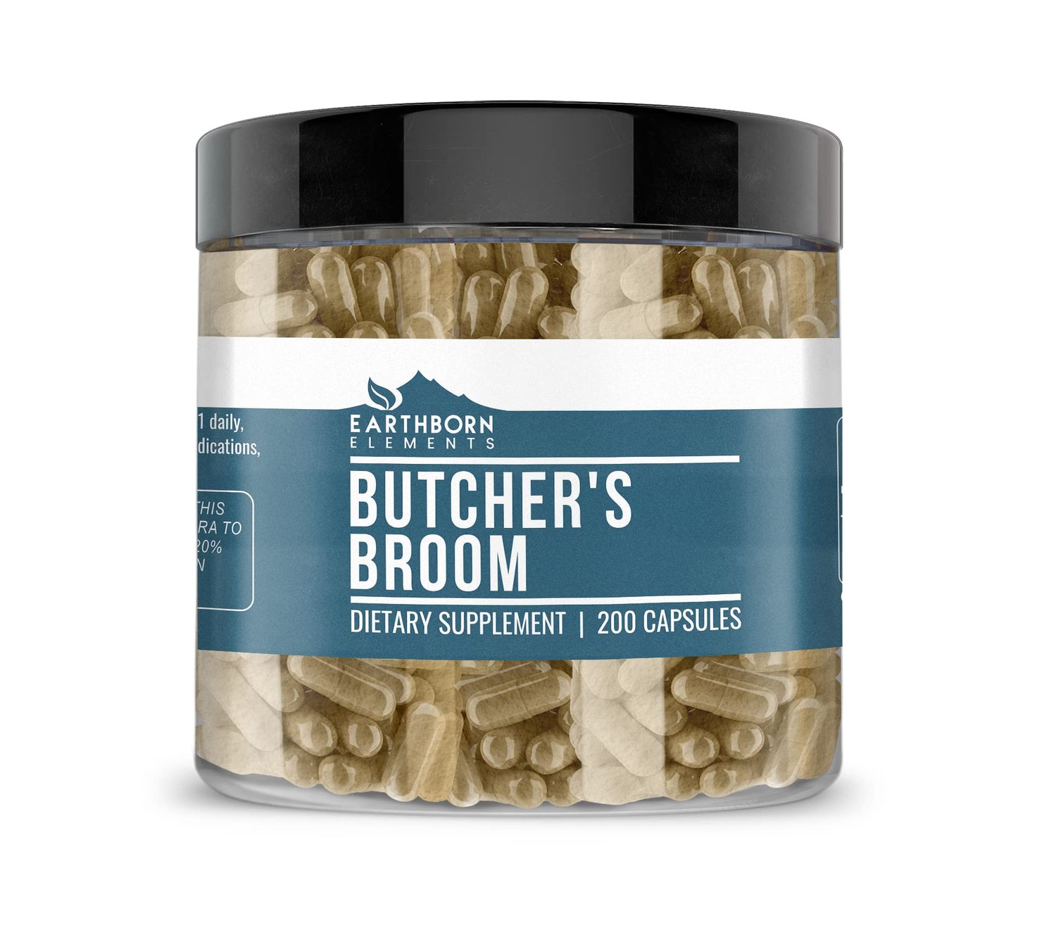 Earthborn Elements Butcher&#39;s Broom 200 Capsules, Pure &amp; Undiluted, No Additives