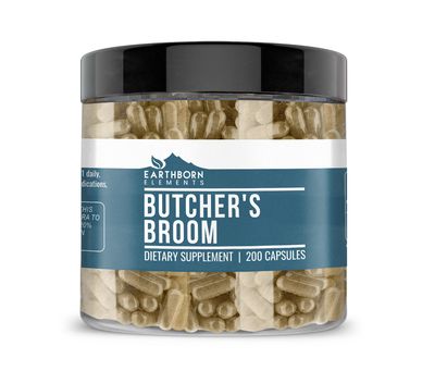 Earthborn Elements Butcher&#39;s Broom 200 Capsules, Pure &amp; Undiluted, No Additives