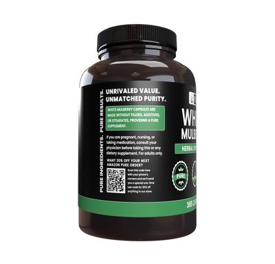 Pure Original Ingredients White Mulberry (365 Capsules) No Magnesium Or Rice Fillers, Always Pure, Lab Verified