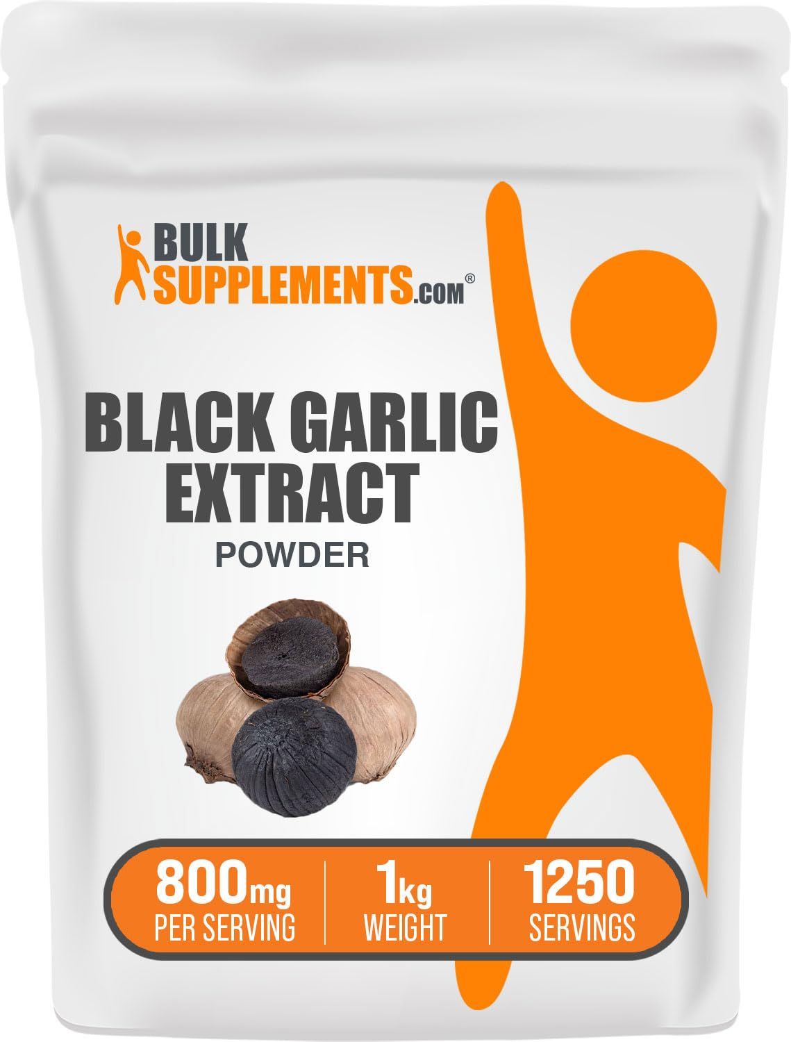 BulkSupplements.com Black Garlic Extract Powder - Aged Garlic Extract, Black Garlic Supplement, Black Garlic Powder - Gluten Free, 800mg per Serving, 1kg (2.2 lbs) (Pack of 1)