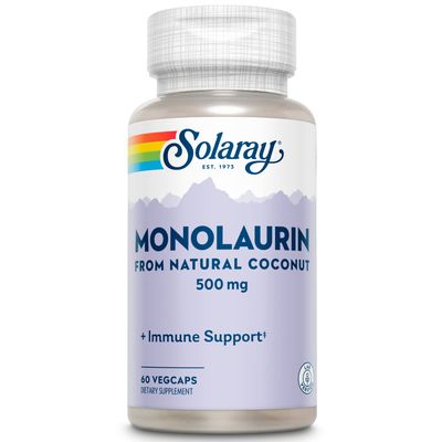 SOLARAY Monolaurin 500mg Immune Support Supplement, from Natural Coconut, Helps Maintain Immune &amp; Gut Health &amp; a Balanced Gut Flora, 60-Day Money Back Guarantee, 60 Servings, 60 VegCaps