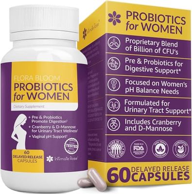 Complete Vaginal Probiotics for Women - w/Added Cranberry, D-mannose to Promote Urinary Tract, Bladder, Gut &amp; Vaginal Health - pH Balance for Women - Support UTI, BV, YI - 60 Vegan Capsules