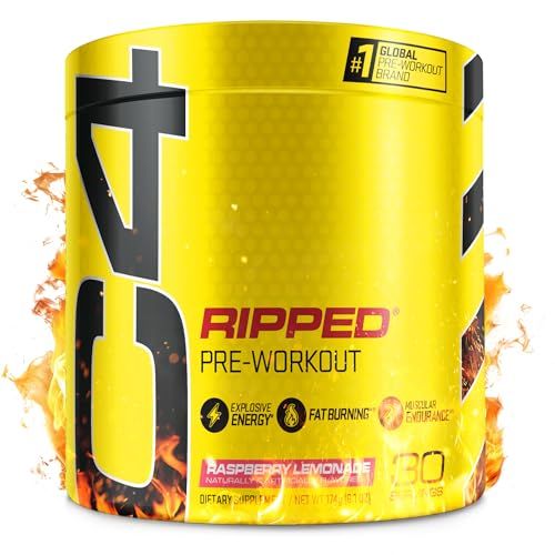 Cellucor C4 Ripped Pre Workout Powder for Energy | Beta Alanine, Sugar Free Energy Supplement Preworkout for Men &amp; Women - 150mg Caffeine + Creatine-Free, Raspberry Lemonade 30 Servings