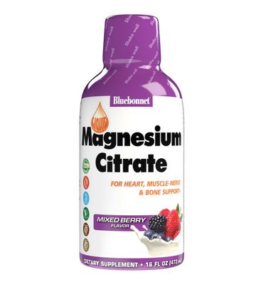 Bluebonnet Nutrition Magnesium Citrate 420 mg - Calm Mind &amp; Body* - Supports Heart, Muscle &amp; Sleep* - Non-GMO, Vegan, Kosher, Gluten-Free, Soy-Free, Milk-Free - 16 FL OZ, Mixed Berry Flavor