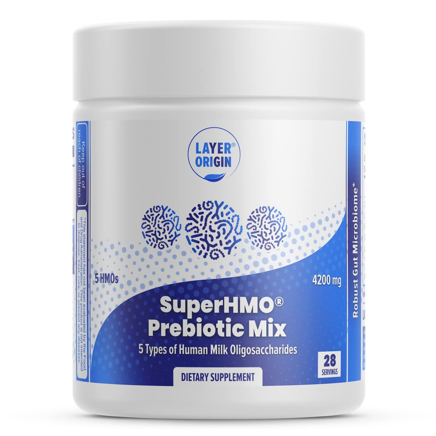 Layer Origin SuperHMO Prebiotic Mix with 5 HMOs for Gut, Digestion, Brain Health - Powder, 28 Servings