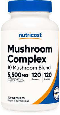Nutricost Mushroom Complex Supplement, 120 Capsules - 10 Mushroom Blend (with Reishi, Maitake, Shiitake, Lion&#39;s Mane, and More) - Non-GMO and Gluten Free