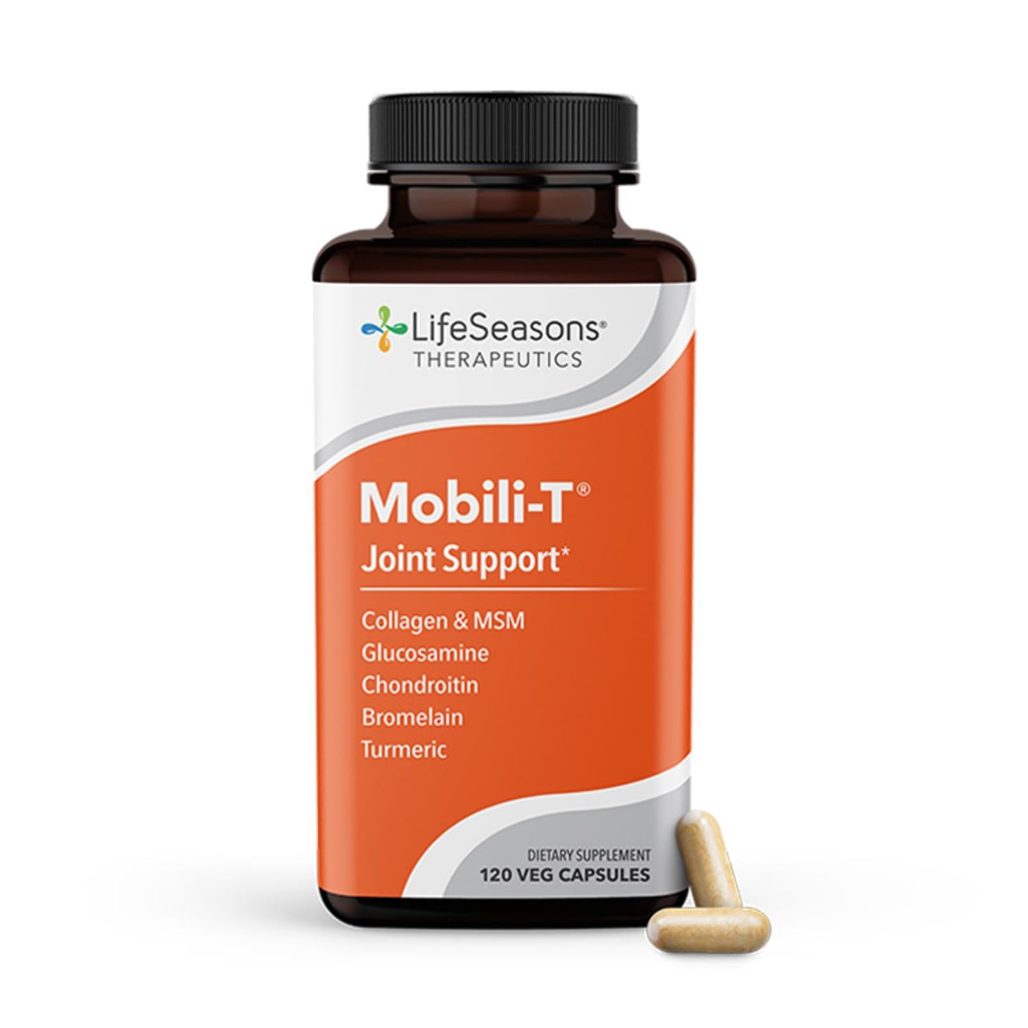 LifeSeasons Mobili-T - Joint Support Supplement - Glucosamine Chondroitin MSM Collagen Bromelain &amp; Turmeric - Reduce Inflammation &amp; Aches - Increase Range of Motion &amp; Mobility - 120 Capsules