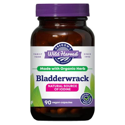 Oregon&#39;s Wild Harvest Bladderwrack Organic Non-GMO pullulan (Plant sourced) Vegan Capsules, 90 Count