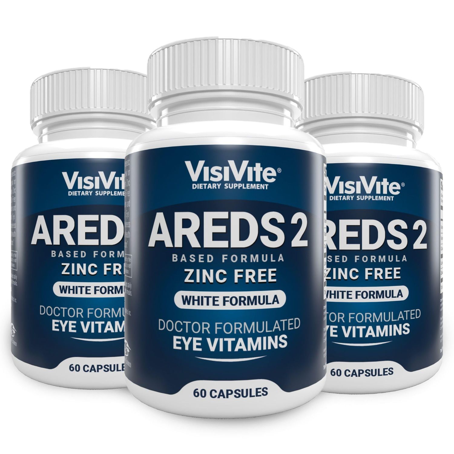 AREDS 2 Zinc Free White Eye Vitamins - Zeaxanthin Plus Lutein Macular Eye Vitamins - Soy-Free - Zinc and Copper Free Macular Health Formula - Pack of 3