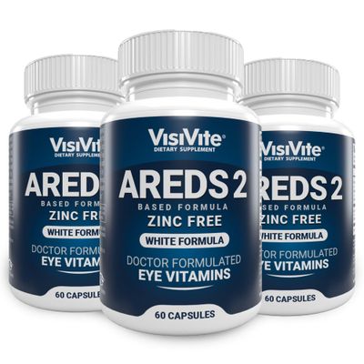 AREDS 2 Zinc Free White Eye Vitamins - Zeaxanthin Plus Lutein Macular Eye Vitamins - Soy-Free - Zinc and Copper Free Macular Health Formula - Pack of 3
