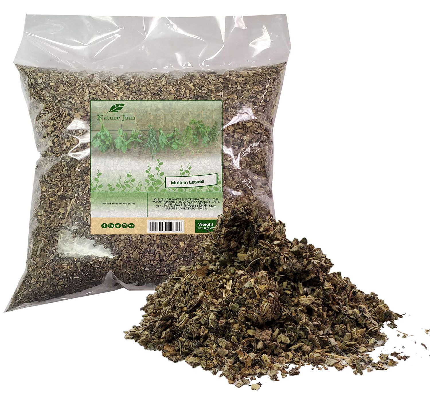 Mullein Leaf Cut &amp; Sifted 1/2 Pound Bulk Bag-Velvet Dock or Velvet Plant aka Candlestick-8 OZ