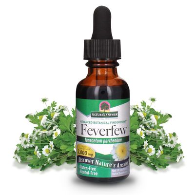 Nature&#39;s Answer Alcohol-Free Feverfew 2000mg 1oz Extract | Promotes Overall Well-Being | Source of Parthenolide | No Artificial Flavors or Preservatives | Single Count