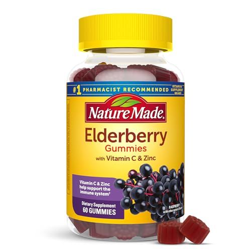Nature Made Elderberry with Vitamin C and Zinc, Dietary Supplement for Immune Support, 60 Elderberry Gummies, 30 Day Supply