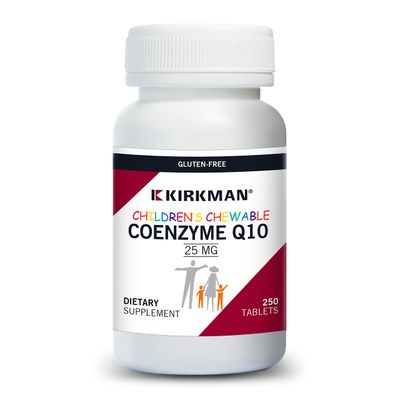 Kirkman Coenzyme Q10 25 mg Children&#39;s Chewable Tablets || 250 Tablets || CoQ10 || Free of Common allergens || Gluten Free || Casein Free || Supports Immune System