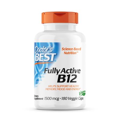 Doctor&#39;s Best Fully Active B12 1500 Mcg, Supports Energy, Mood, Circulation, Non-GMO, Vegan, Gluten Free, 180 Count