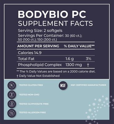 BodyBio Phospholipid Complex 100 Softgels - Cognitive Enhancer - Healthy Brain, Anti Aging and Cellular Support Supplement