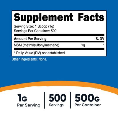 Nutricost Pure MSM Powder 500 Grams (Methylsulfonylmethane)