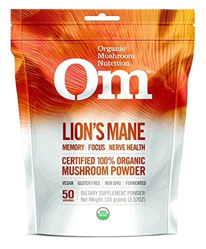 OM Mushroom Superfood | Lion&#39;s Mane | USA Grown Organic Mushrooms |Memory, Focus, Clarity, Nerve Health, &amp; Mood Support | 3.5 oz, 50 Servings Powder Supplement Pouch