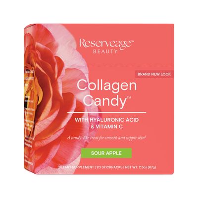 Reserveage Beauty, Collagen Candy, Collagen Supplement for Skin Care and Hair Growth, Collagen Booster for Nail Care, Supports Elastin Production, Paleo and Keto, Sour Apple, 2.3 Ounces (20 Servings)