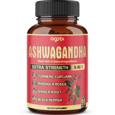 90 Capsules - Ashwagandha Supplement Capsules - Ginger Root, Turmeric, Rhodiola Rosea &amp; Black Pepper