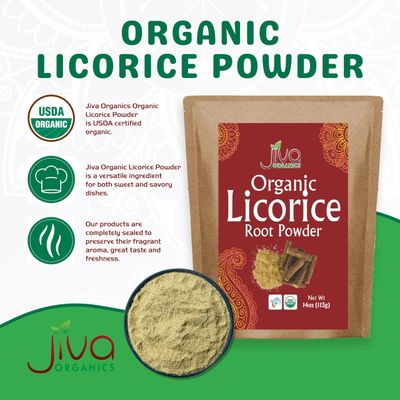Jiva Organics Licorice Root Powder 14 Ounce Bulk Bag (14oz) - Glycyrrhiza glabra - Mulethi - Yashtimadhu - Non-GMO