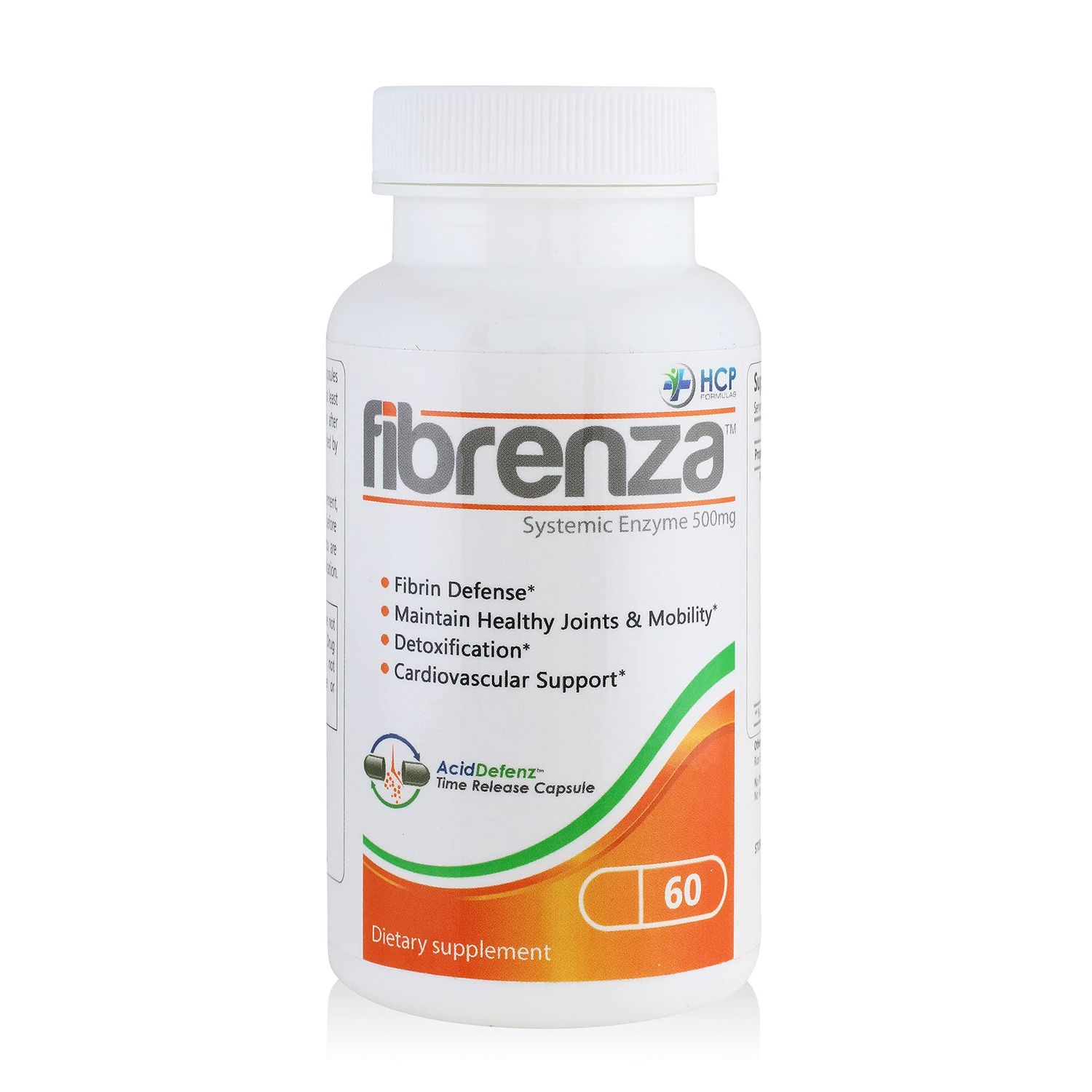 HCP Formulas - Fibrenza - Systemic Enzyme Complex with Fibrinolytic &amp; Proteolytic Enzymes - Fibrin Defense &amp; Cardiovascular Support - Vegetarian - Dietary Supplement - 60 Caps