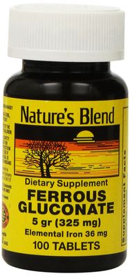 Nature&#39;s Blend Ferrous Gluconate Tablets, 100 Count
