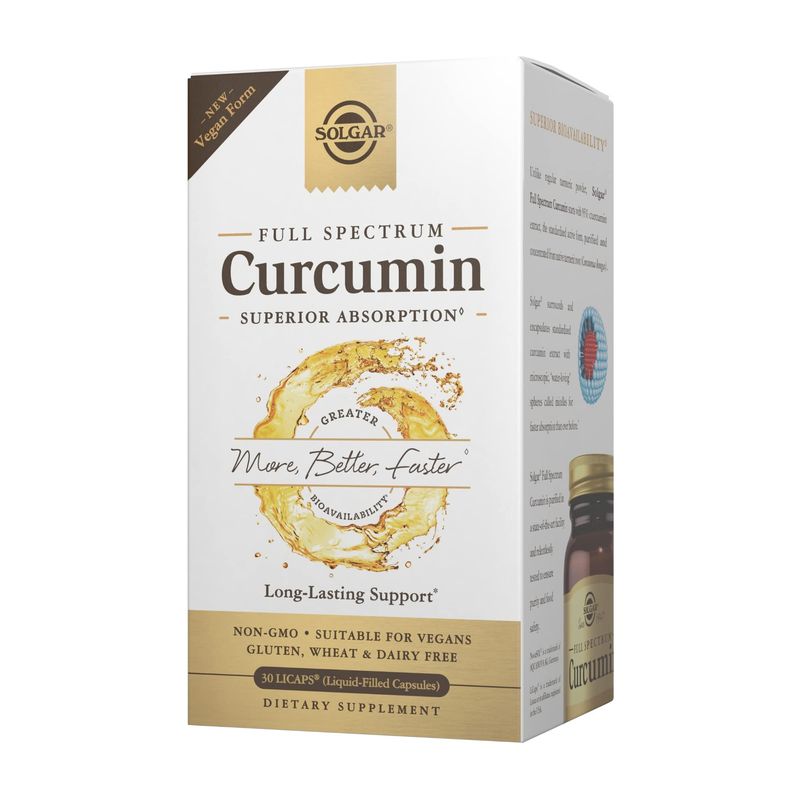 SOLGAR Full Spectrum Curcumin - 30 LiCaps - Superior Absorption - Brain, Joint &amp; Immune Health - Vegan, Gluten Free, Non-GMO, Dairy Free - 30 Servings