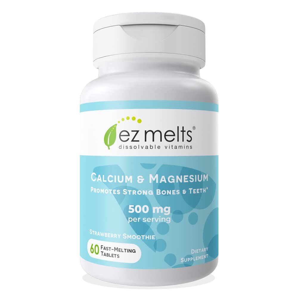 EZ Melts Dissolvable Calcium &amp; Magnesium Supplement with Vitamin D3, Sugar-Free, 1-Month Supply